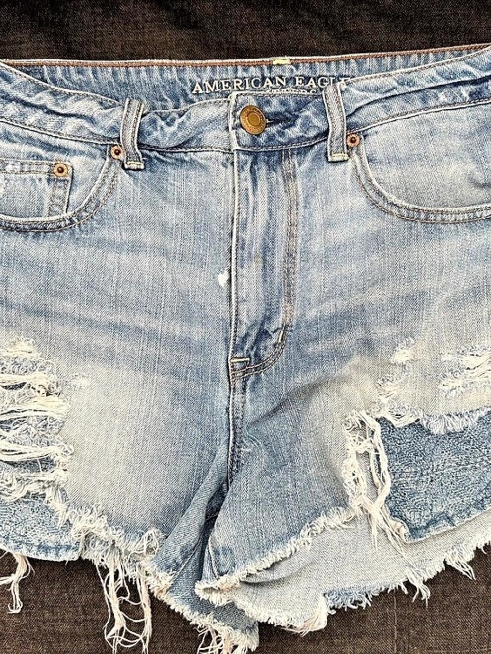 American Eagle Women's Distressed Denim Shorts in Blue